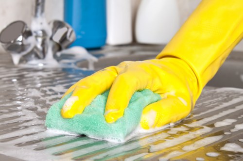 Professional domestic cleaning in a kitchen area