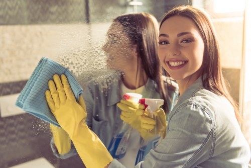 Bathroom limescale removal during move-out cleaning