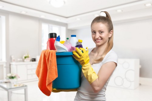 Recurring house cleaning service preparing a tidy bedroom